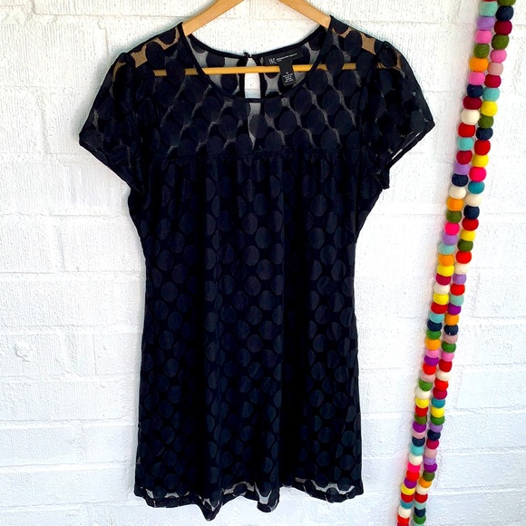 INC International Concepts Circle Keyhole Little Black Sheer Dress sz M - Picture 1 of 6